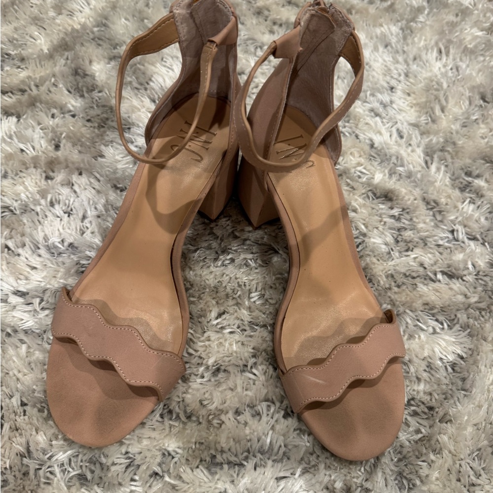 Elegant Tan Block Heel Sandals by Inc.